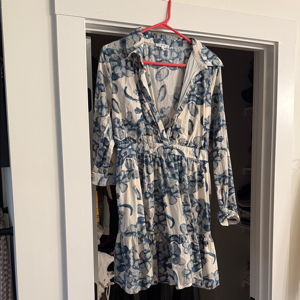 Blue Floral Long Sleeve Dress